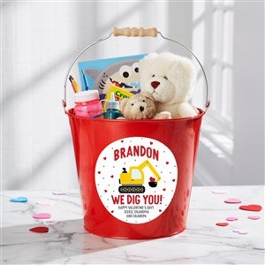 I Dig You Personalized Valentines Day Large Treat Bucket- Red - 38919-RL
