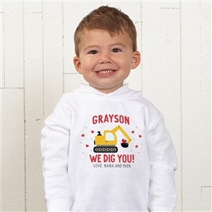 I Dig You Personalized Valentines Day Toddler Hooded Sweatshirt - 38924-CTHS