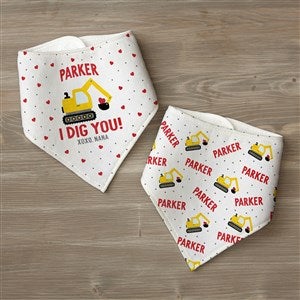 I Dig You Personalized Valentines Day Bandana Bibs- Set of 2 - 38925-BB