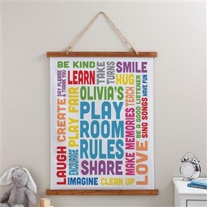 Playroom Rules Personalized Wood Topped Tapestry - 26x36 - 38983D-V