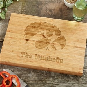 NCAA Iowa Hawkeyes Personalized Bamboo Cutting Board- 14x18 - 39047-L