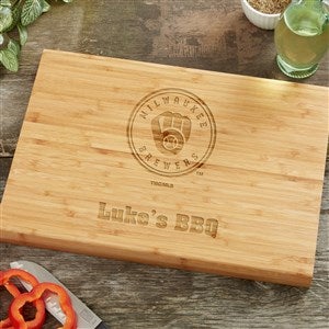 MLB Milwaukee Brewers Personalized Bamboo Cutting Board- 14x18 - 39071-L