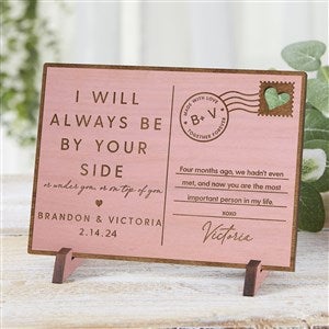 By Your Side Personalized Wood Postcard-Pink Stain - 39142-P