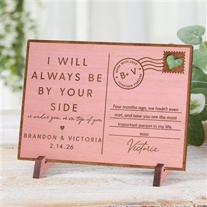 By Your Side Personalized Wood Postcard-Pink Stain - 39142-P