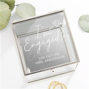 Were Engaged Personalized Glass Jewelry Box - Silver - 39238-S