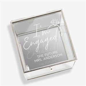 Were Engaged Personalized Glass Jewelry Box - Silver - 39238-S