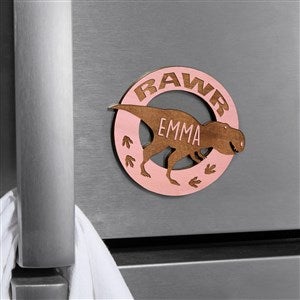 Dinosaur Personalized Wood Magnet- Pink Stain - 39255-P