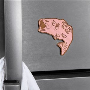 Wishing I Was Fishing Personalized Wood Magnet - Pink Stain - 39262-P