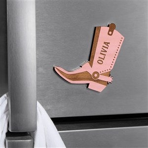 Western Boot Personalized Wood Magnet- Pink Stain - 39264-P