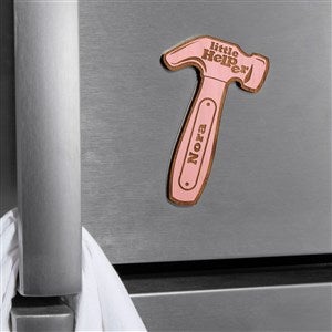 Mr. Fix-It Hammer Personalized Wood Magnet- Pink Stain - 39265-P