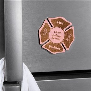 Fire Fighter Personalized Wood Magnet- Pink Stain - 39270-P