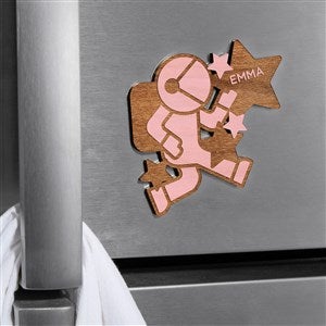 Astronaut Personalized Wood Magnet- Pink Stain - 39273-P