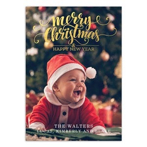 Merry Christmas Greetings Foil Photocard - 39308D