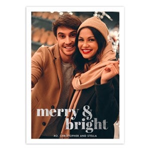 Merry & Bright Vertical Foil Photocard - 39314D