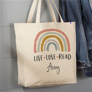 Boho Rainbow Personalized Canvas Tote Bag - Large - 39320