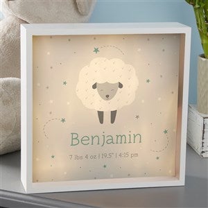 Baby Sheep Personalized Ivory LED Shadow Box- 10"x 10" - 39339I-10x10