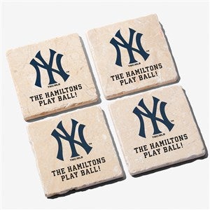 MLB New York Yankees Personalized Tumbled Stone Coaster Set - 39418