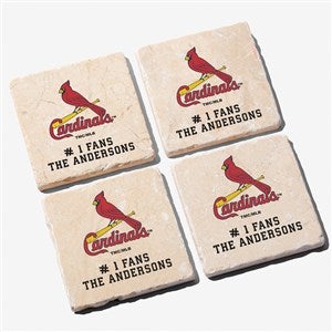 MLB St. Louis Cardinals Personalized Tumbled Stone Coaster Set - 39419