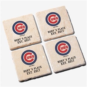 MLB Chicago Cubs Personalized Tumbled Stone Coaster Set - 39424
