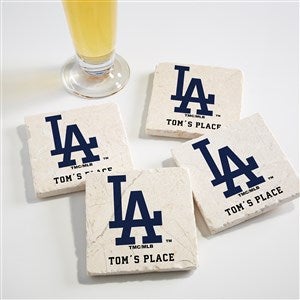 MLB Los Angeles Dodgers Personalized Tumbled Stone Coaster Set - 39428