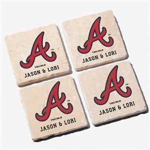 MLB Atlanta Braves Personalized Tumbled Stone Coaster Set - 39429