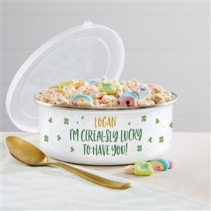 Cerealsly Lucky To Have You Personalized Enamel Bowl with Lid - 39449