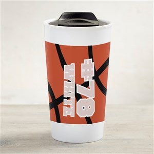 Basketball Personalized 12 oz. Double-Wall Ceramic Travel Mug - 39454
