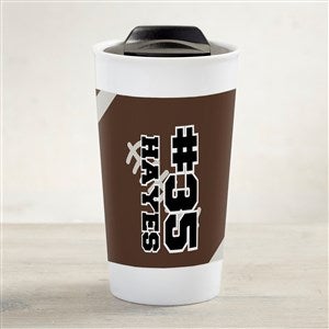 Football Personalized 12 oz. Double-Wall Ceramic Travel Mug - 39463