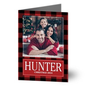 Custom Pattern Personalized Photo Christmas Card- Premium - 39598-P