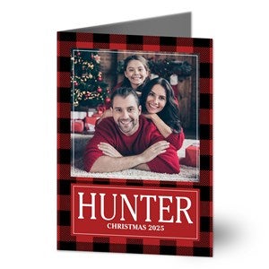 Custom Pattern Personalized Photo Christmas Card- Premium - 39598-P