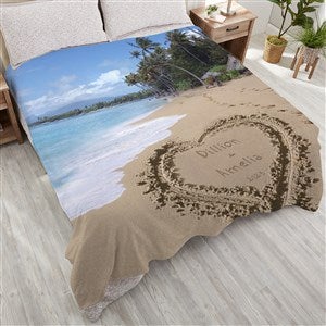 Our Paradise Island Personalized Wedding 90x90 Queen Plush Fleece Blanket - 39658-QU