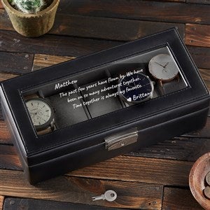 Personalized 5 Slot Leather Watch Box - Romantic Message - 39666-5
