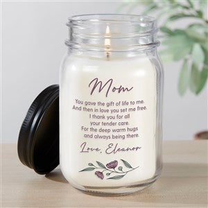 Floral Message For Mom Personalized Mason Jar Candle - 39756