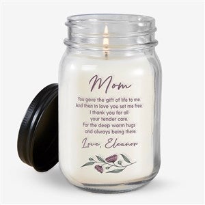 Floral Message For Mom Personalized Mason Jar Candle - 39756