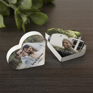 Photo, Name & Date Heart Wood Magnet for Family Tree - 39772