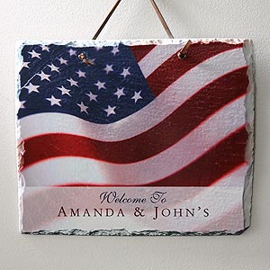 Stars & Stripes Personalized Slate Plaque - 3986