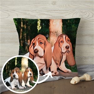 Cartoon Your Pet Personalized Photo 18" Velvet Throw Pillow - 39866-LV