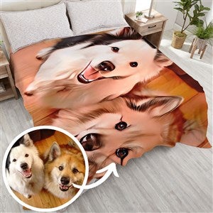 Cartoon Your Pet Personalized Photo 90x108 Plush King Fleece Blanket - 39869-K