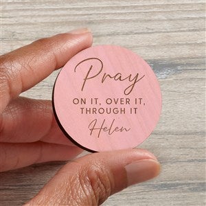 Pray On It Personalized Wood Pocket Token- Pink Stain - 39917-P