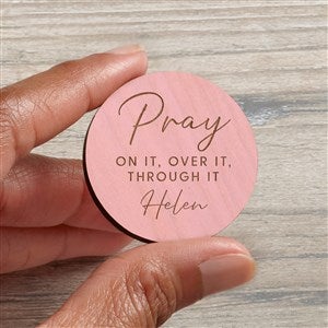 Pray On It Personalized Wood Pocket Token- Pink Stain - 39917-P
