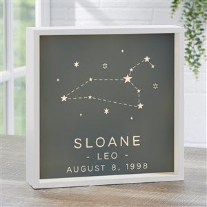 Zodiac Constellations Personalized LED Ivory Light Shadow Box- 10"x10" - 39957-I-10x10