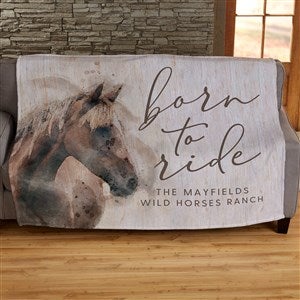 Born To Ride Horses Personalized 60x80 Plush Fleece Blanket - 39972-FL