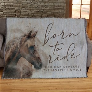 Born To Ride Horses Pet Personalized 56x60 Woven Throw - 39972-A