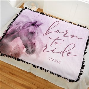 Born To Ride Horses Pet Personalized 50x60 Tie Blanket - 39972-T