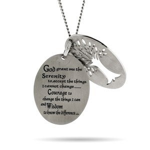 Engravable Serenity Prayer Tree of Life Necklace - 39984D