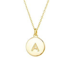 Engraved Gold Initial Disc Necklace - 1 Disc - 39985D-1G