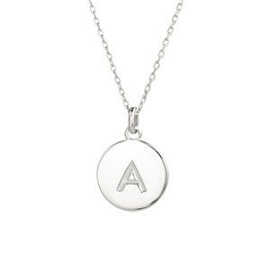 Engraved Silver Initial Disc Necklace - 1 Disc - 39985D-1S