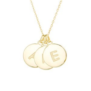 Engraved Gold Initial Disc Necklace - 3 Discs - 39985D-3G