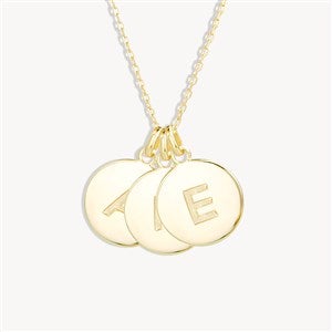 Engraved Gold Initial Disc Necklace - 3 Discs - 39985D-3G