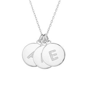 Engraved Silver Initial Disc Necklace - 3 Discs - 39985D-3S